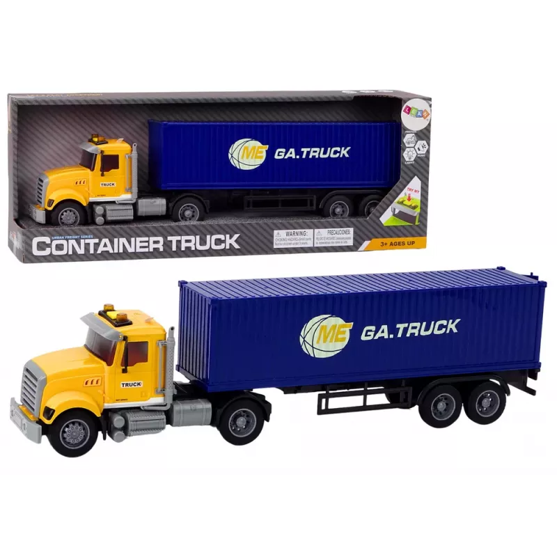 LEAN TOYS camião TIR semirreboque luzes sons tração amarelo