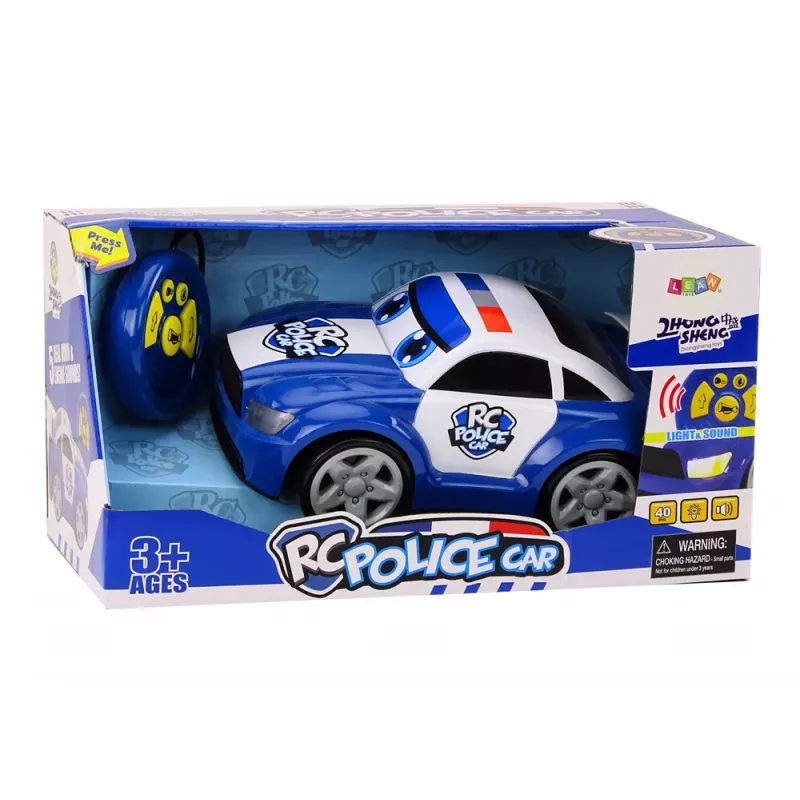 LEAN TOYS carro de polícia de desenhos animados telecomandado com luz e som