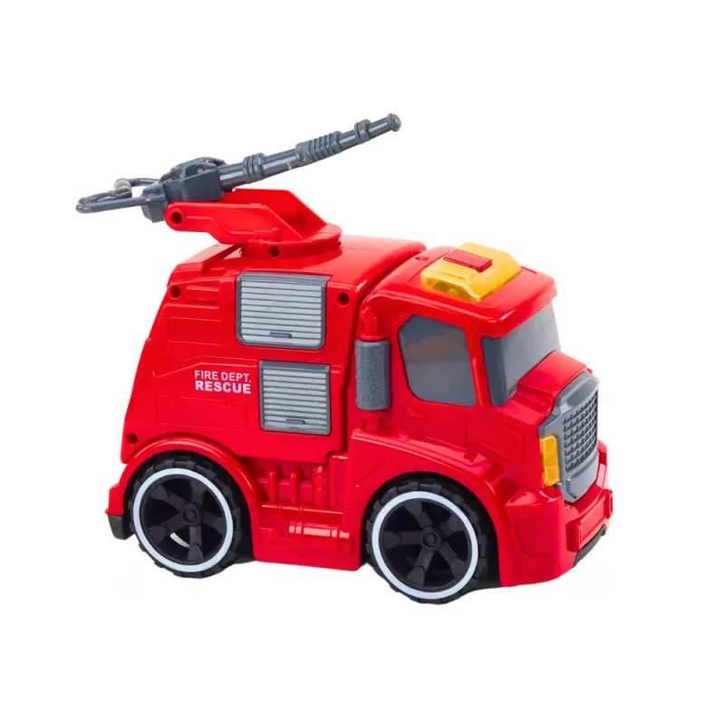LEAN TOYS veículo de combate a incêndios dos bombeiros com canhão, luzes, som, tração, vermelho