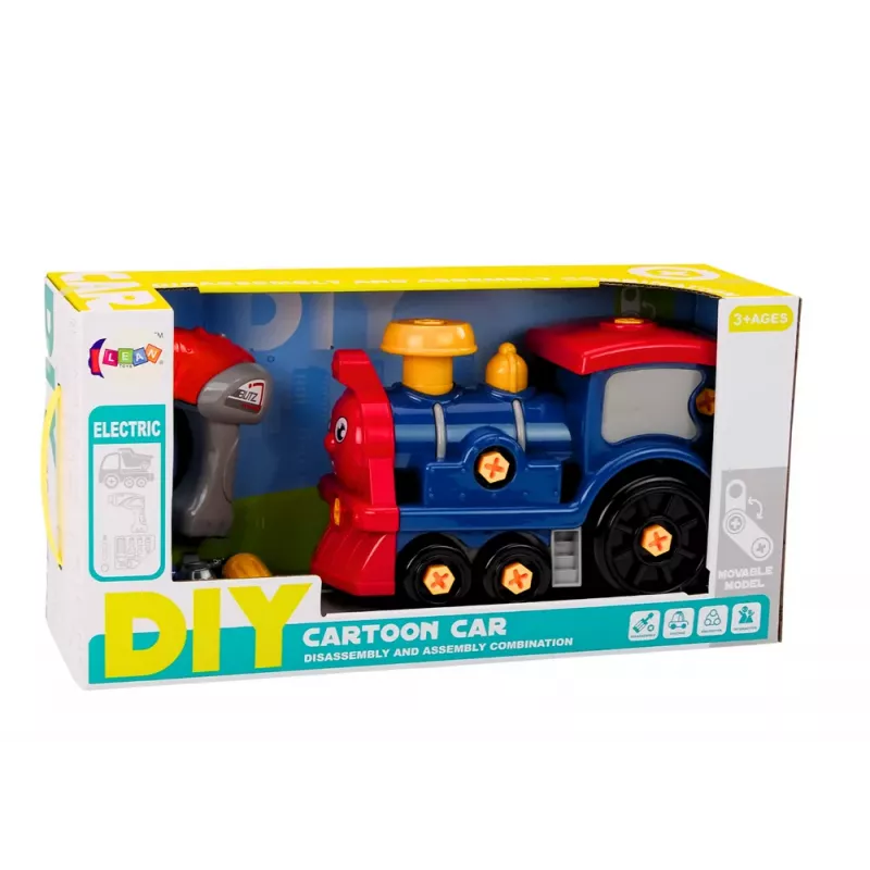 LEAN TOYS locomotiva giratória de desenhos animados DIY conjunto de blocos de construção azul-marinho 386 peças