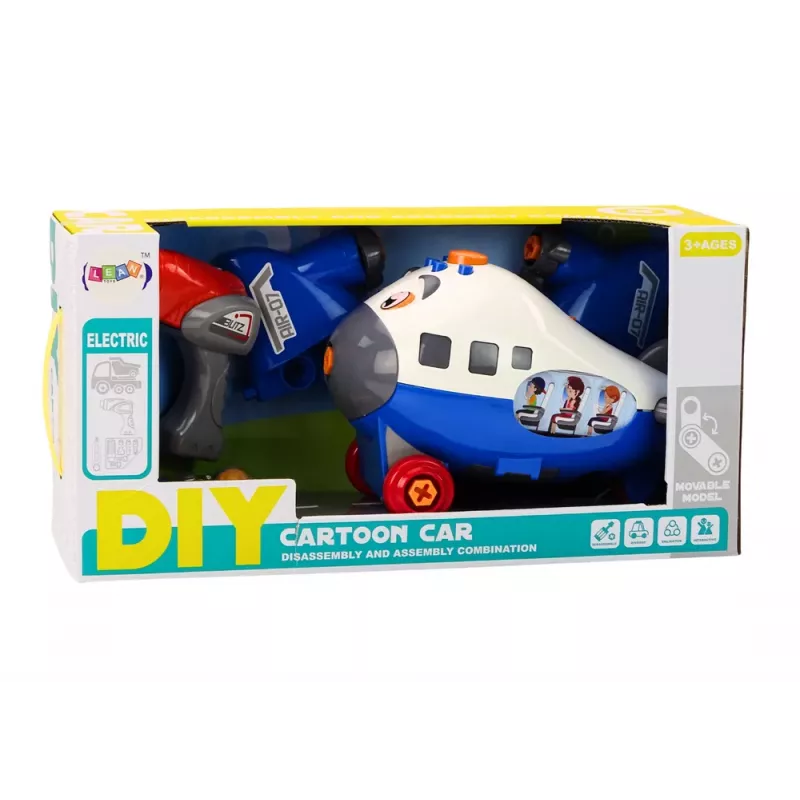LEAN TOYS Avião de Desenho Animado com Asas Giratórias DIY Azul
