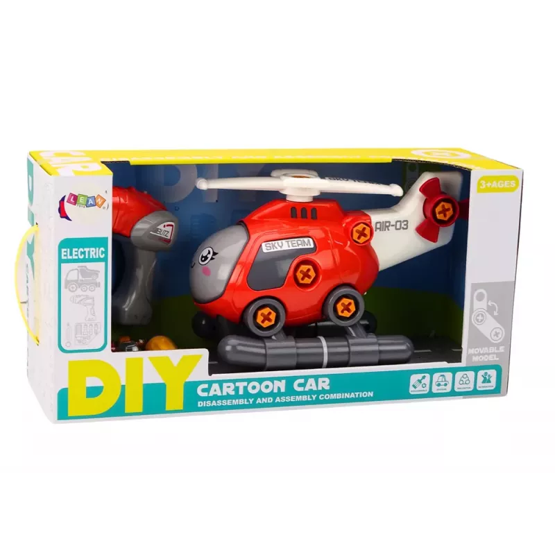 LEAN TOYS Helicóptero de Desenho Animado Giratório DIY Vermelho