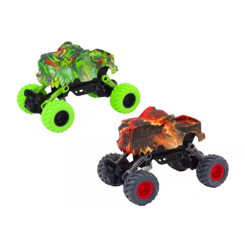 LEAN TOYS Carro Dinossauro, Acionamento por Fricção, Vermelho ou Verde, Todo-o-Terreno