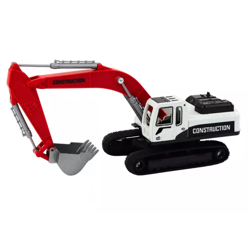 LEAN TOYS Escavadora de Rastos Branca e Vermelha Balde de Metal