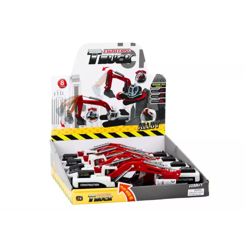 LEAN TOYS Escavadora de Rastos Branca e Vermelha Balde de Metal