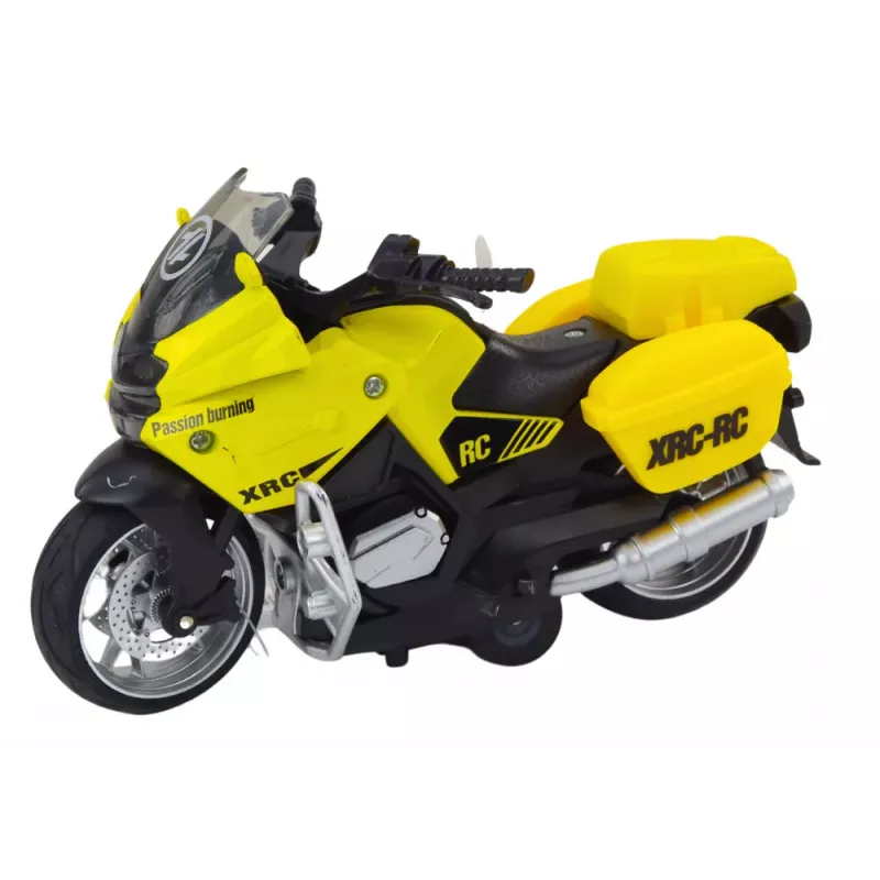 LEAN TOYS Mota Desportiva com Acionamento por Fricção, 3 Designs Amarelo Laranja Branco