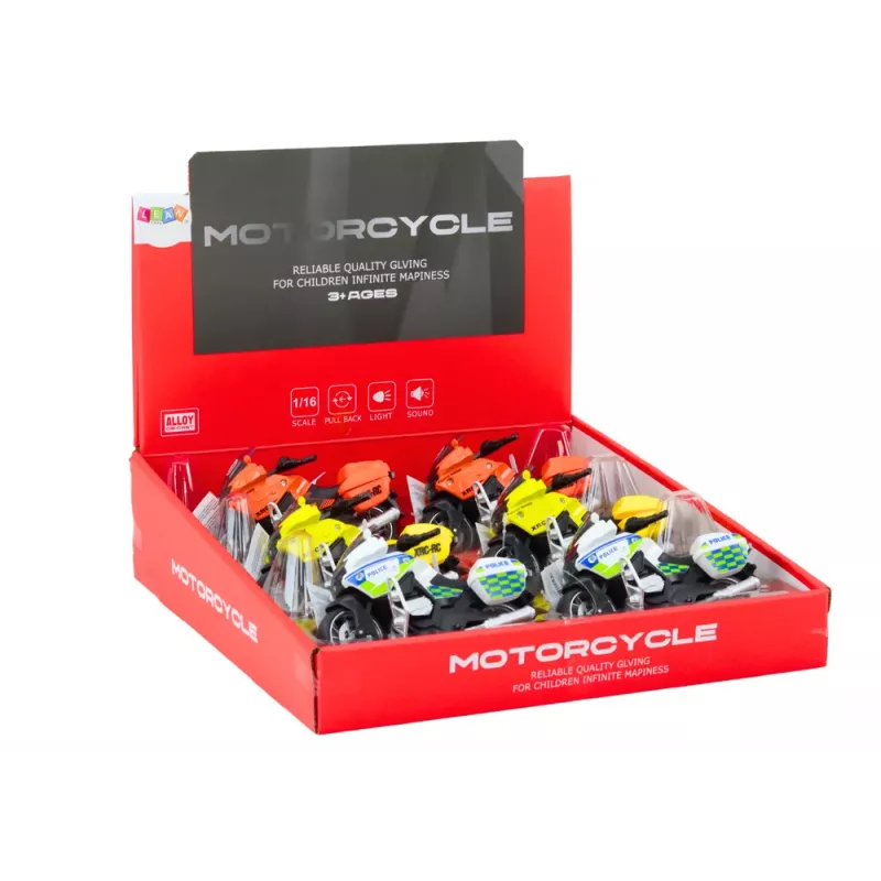 LEAN TOYS Mota Desportiva com Acionamento por Fricção, 3 Designs Amarelo Laranja Branco