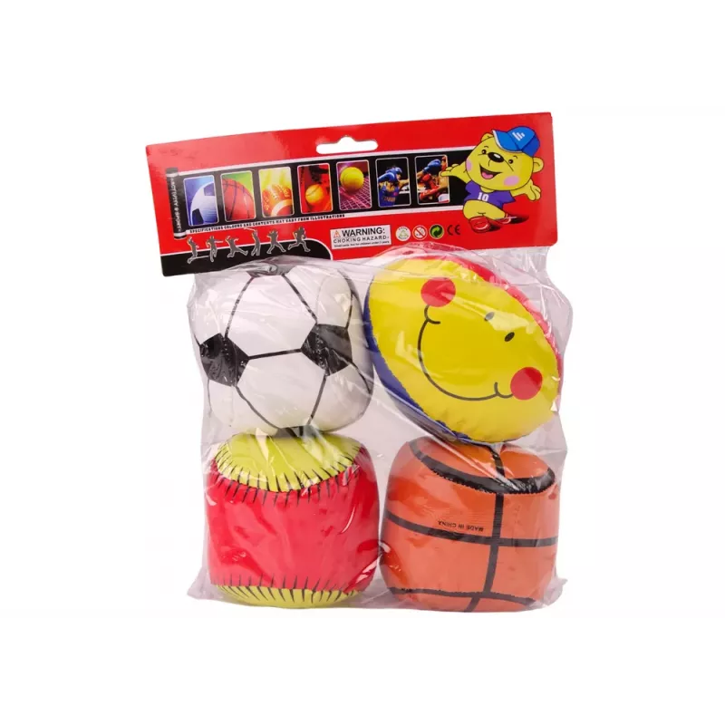 LEAN TOYS Conjunto de Bolas Desportivas Macias - Basquetebol, Râguebi, Futebol, Basebol - 4 Unid.