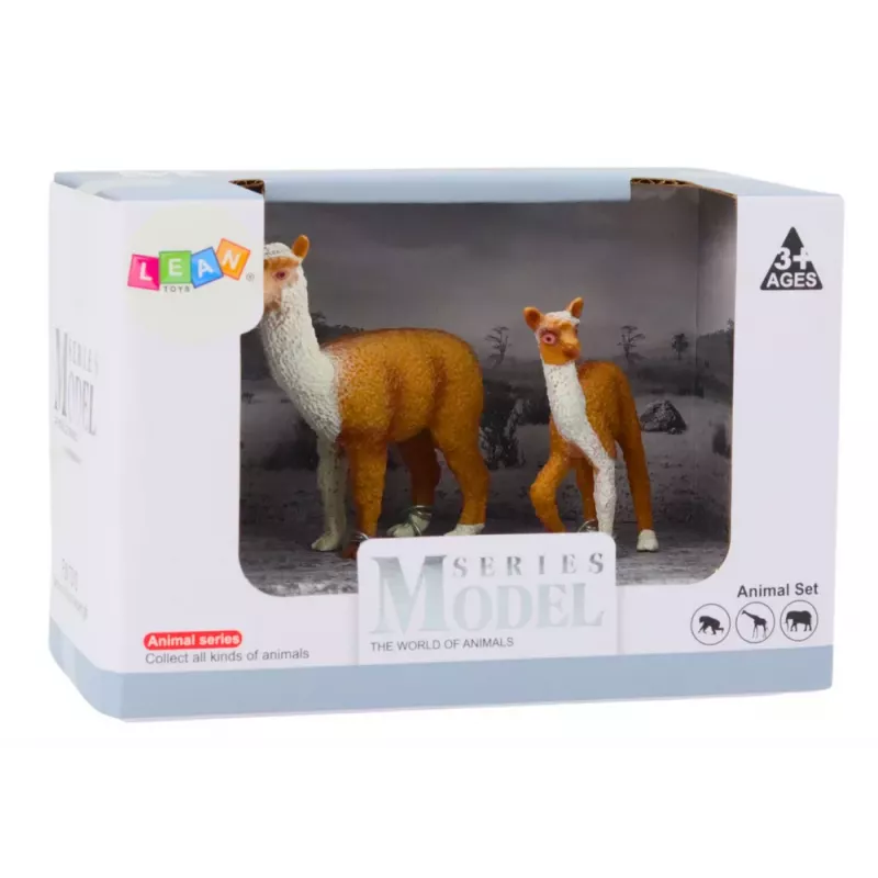 LEAN TOYS Figura Lhama Adulta 8 cm com Lhama Jovem 6 cm Animais do Mundo