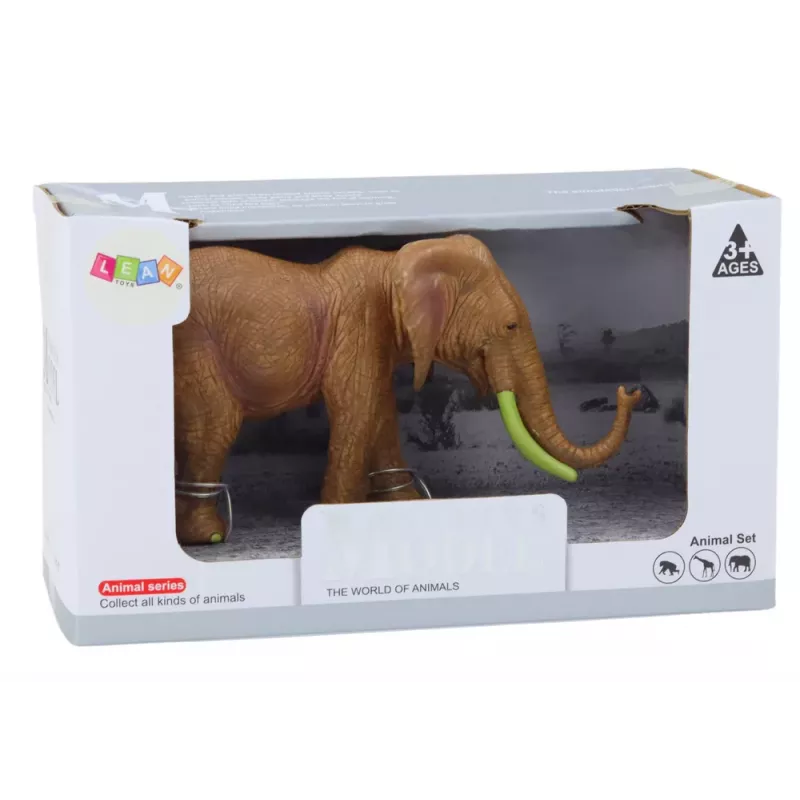 LEAN TOYS Figura de coleção elefante africano safari castanho