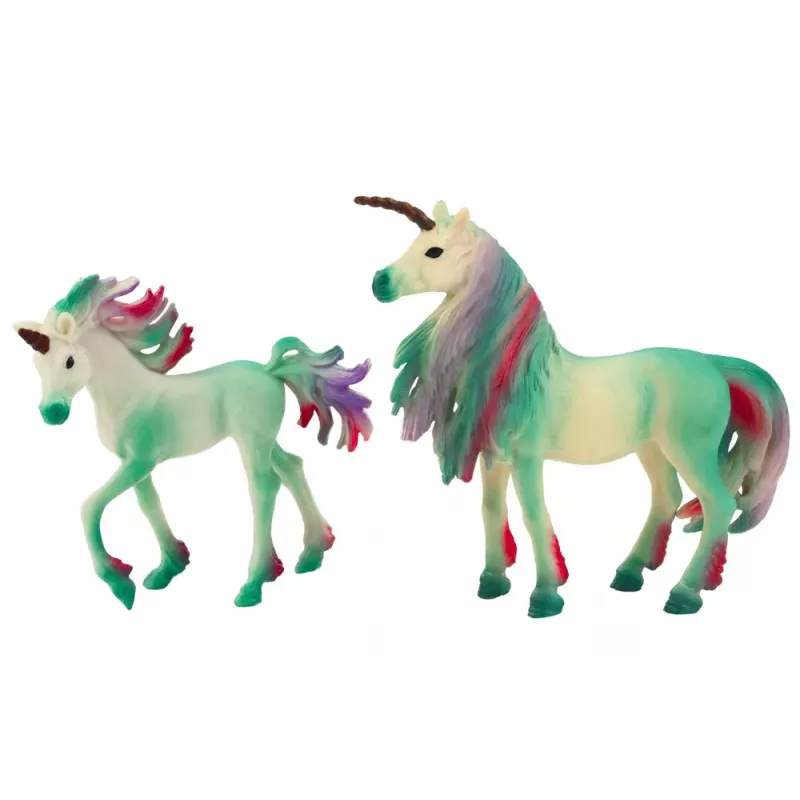 LEAN TOYS Figuras de coleção unicórnio com Little Green 2 unid.