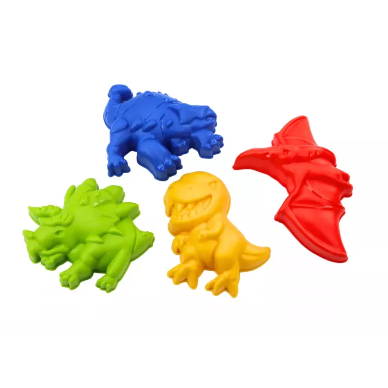 LEAN TOYS Conjunto de balde de areia com regador de duche e moldes dinossauros