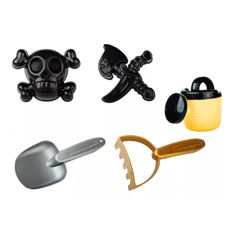 LEAN TOYS Conjunto de areia pirata - balde, regador, peneira, conjunto de 6 peças