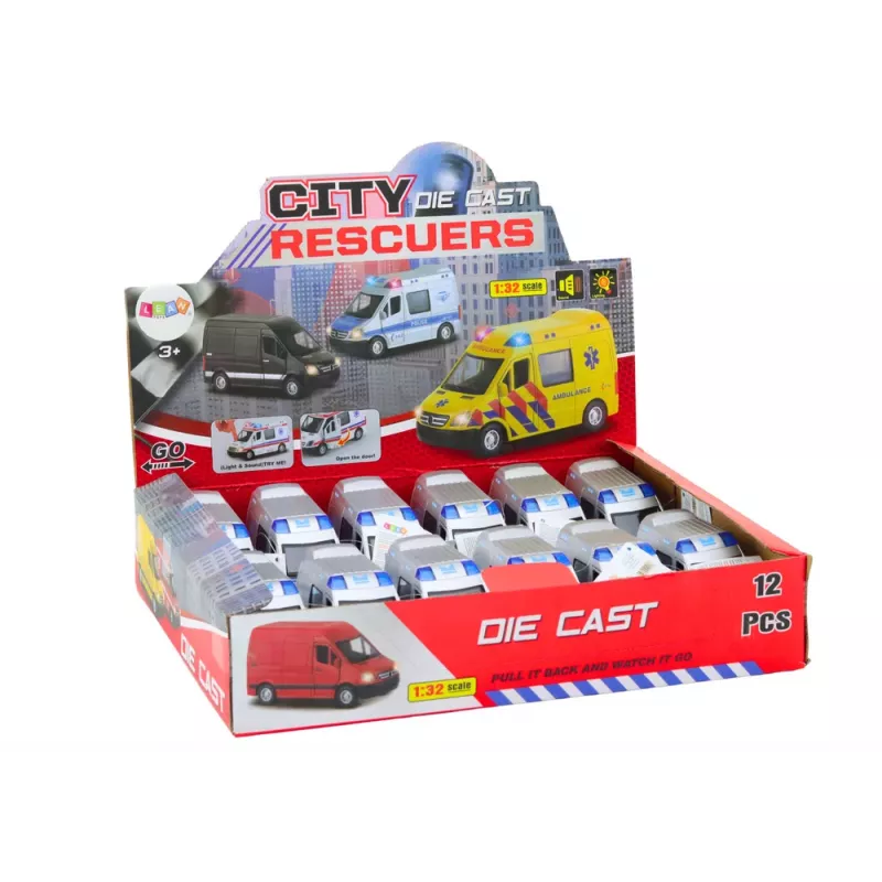 LEAN TOYS Carro de polícia 1:32 com portas de abrir, luzes, sons e motor de recuo