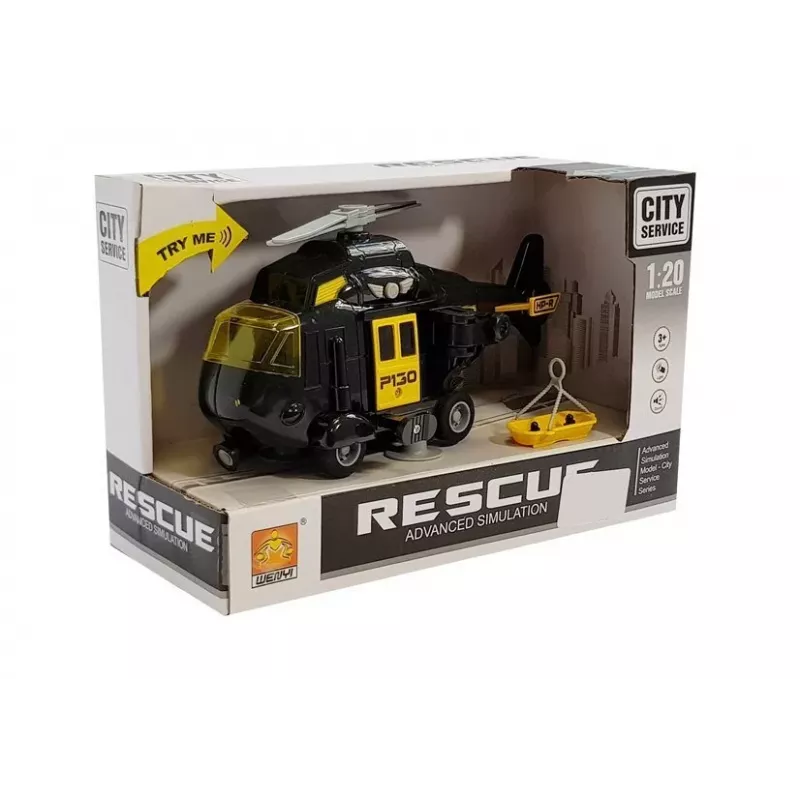 LEAN TOYS Helicóptero de resgate a pilhas 1:20 som de luz