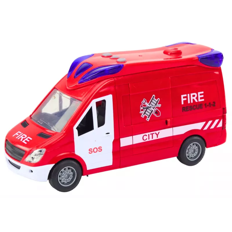 LEAN TOYS Carro de bombeiros com luzes, sons, portas que abrem e controlo remoto vermelho