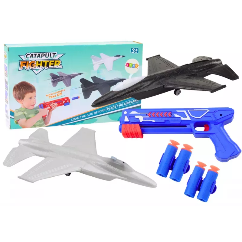 LEAN TOYS Pistola de dardos 2 em 1 com lançador de avião azul