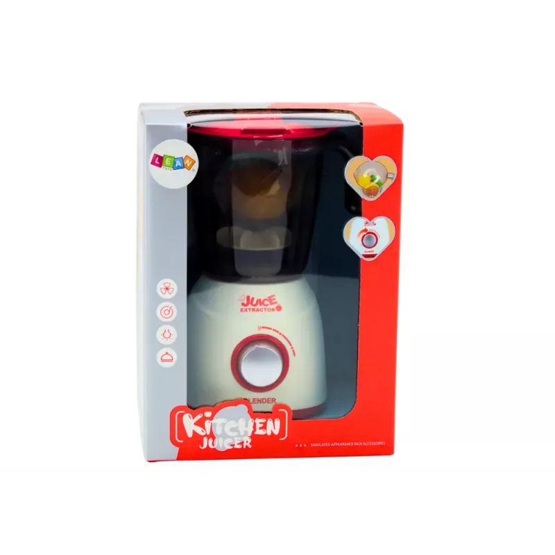 LEAN TOYS Batedeira para crianças com luzes rotativas, efeitos sonoros e 3 frutas de brincar