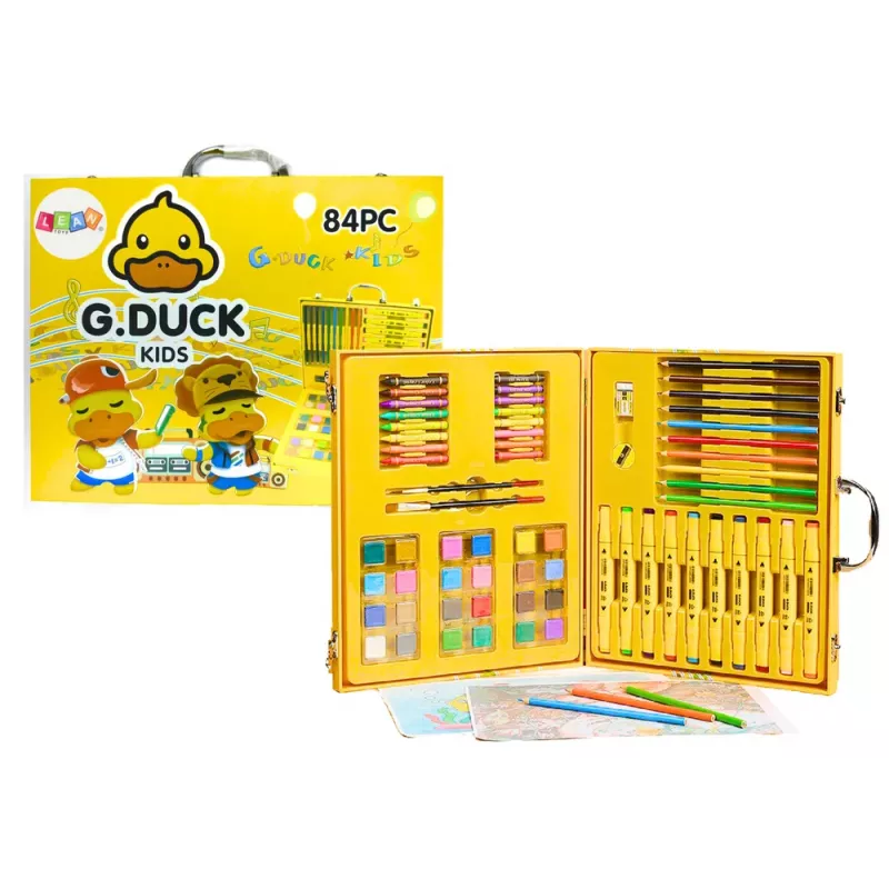 LEAN Conjunto de arte em mala pato amarelo 84 peças