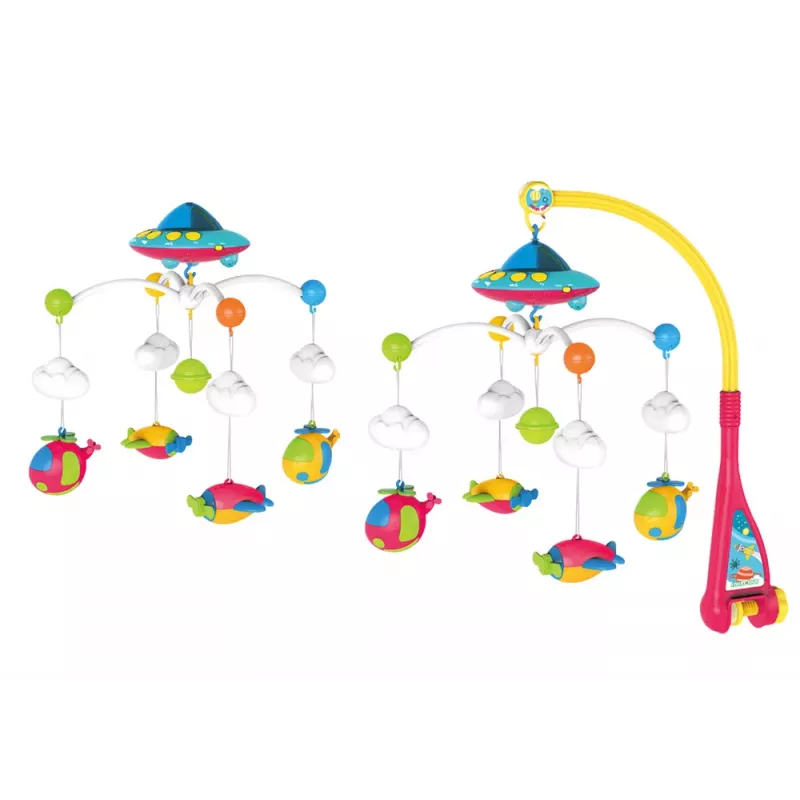 LEAN TOYS Móbil para berço UFO aviões projetor 108 melodias