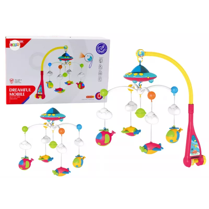 LEAN TOYS Móbil para berço UFO aviões projetor 108 melodias