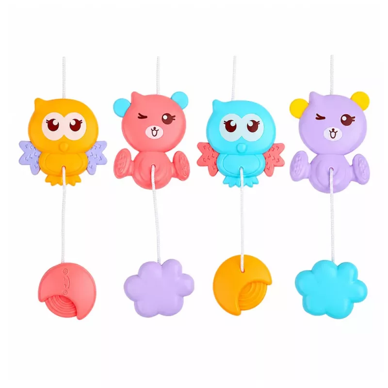 LEAN TOYS Carrossel para berço com projetor e controlo remoto, melodias e sons de animais azul