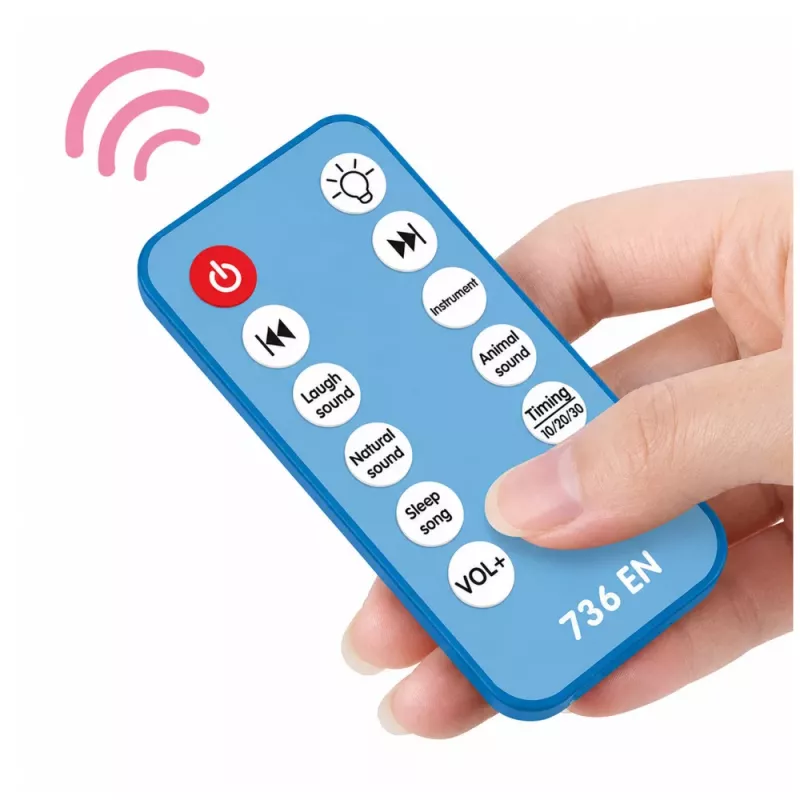 LEAN TOYS Carrossel para berço com projetor e controlo remoto, melodias e sons de animais azul