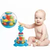 LEAN TOYS Pião de hipopótamo com bolas para bebés azul