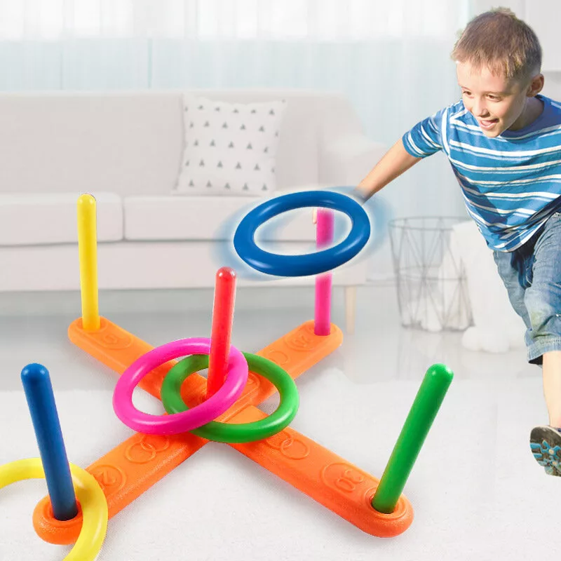 LEAN TOYS Jogo de destreza lançamento de argolas ao alvo colorido