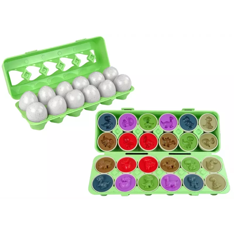 LEAN TOYS Conjunto educativo de classificação de ovos dinossauros puzzle 12 peças