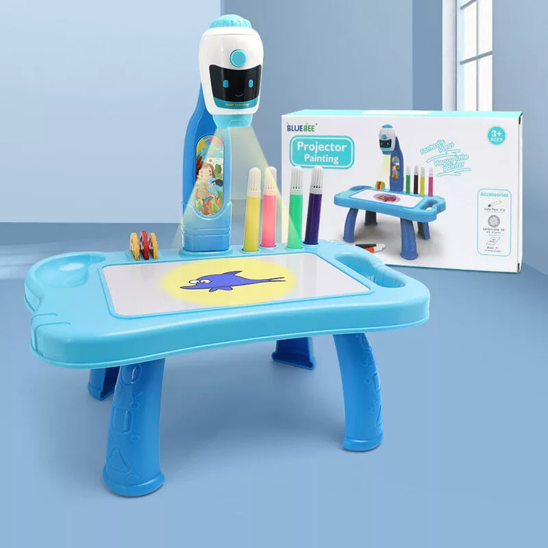 LEAN TOYS Mini projetor robô de mesa 2em1 acessório azul