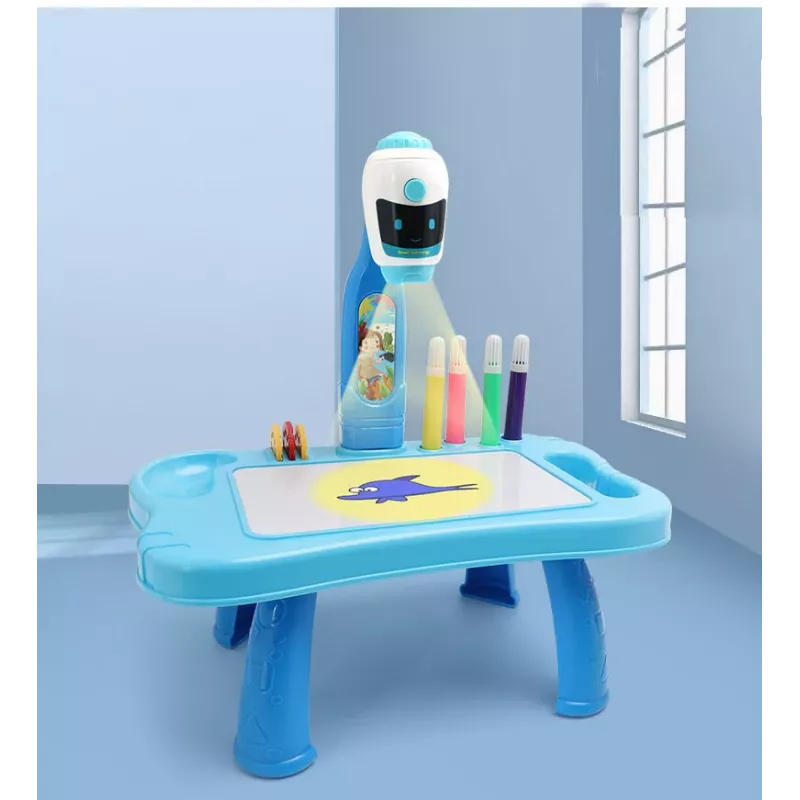 LEAN TOYS Mini projetor robô de mesa 2em1 acessório azul