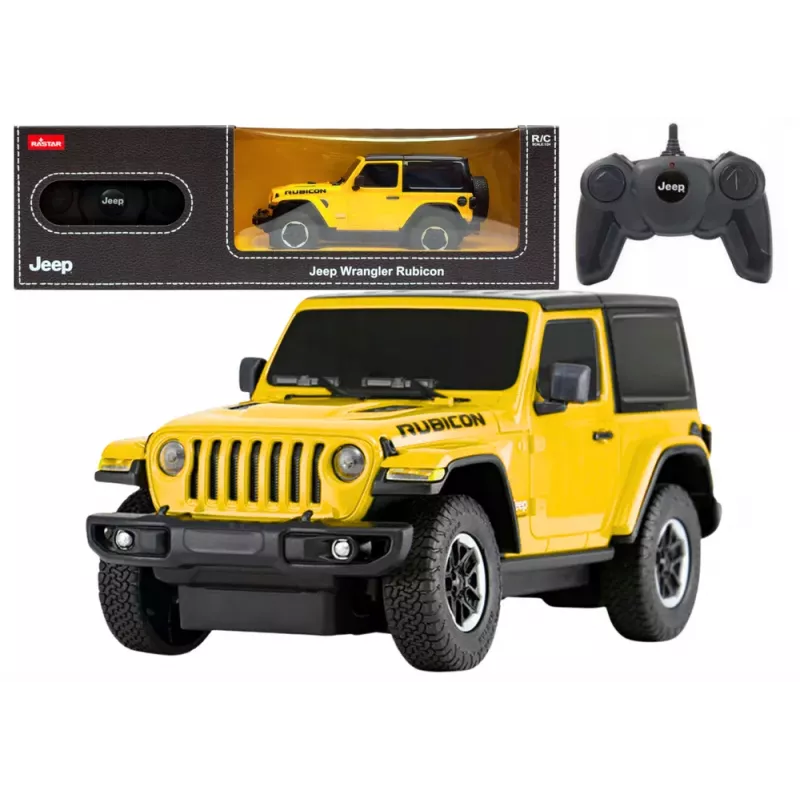 JEEP Wrangler JL Rubicon carro telecomandado RC Rastar amarelo 1:24