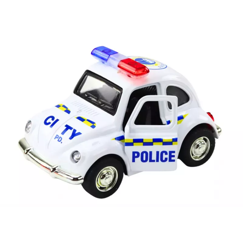 LEAN TOYS Carro de polícia clássico 1:38 com luzes e sons branco