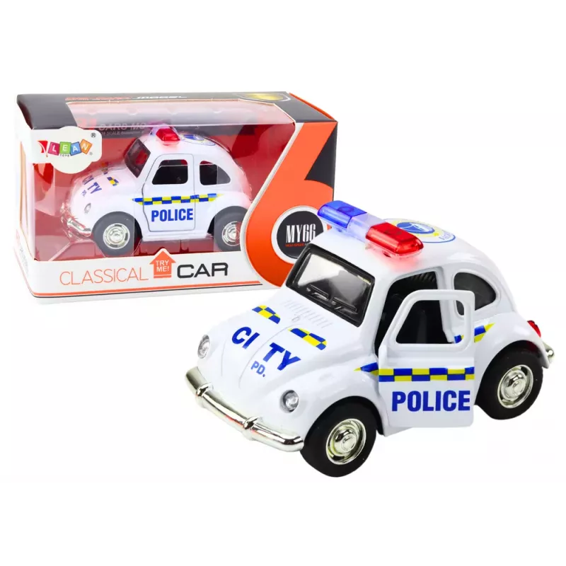 LEAN TOYS Carro de polícia clássico 1:38 com luzes e sons branco