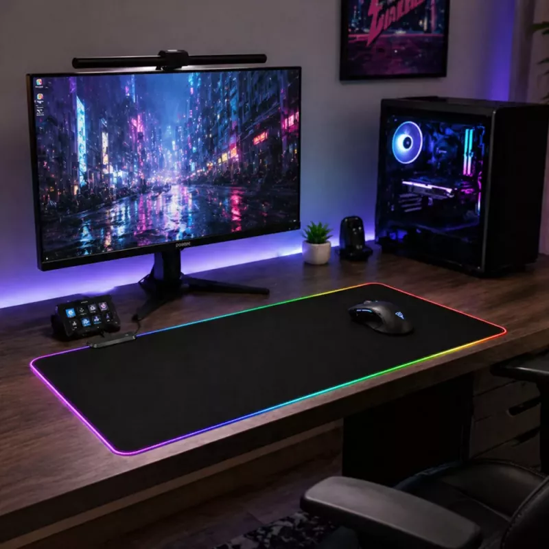 LEAN Tapete de Rato e Teclado com Iluminação LED 40x90cm