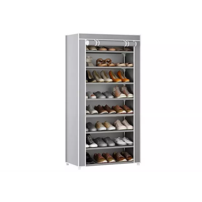 LEAN Organizador de Sapatos de 8 Níveis com Capa à Prova de Pó, Cinzento