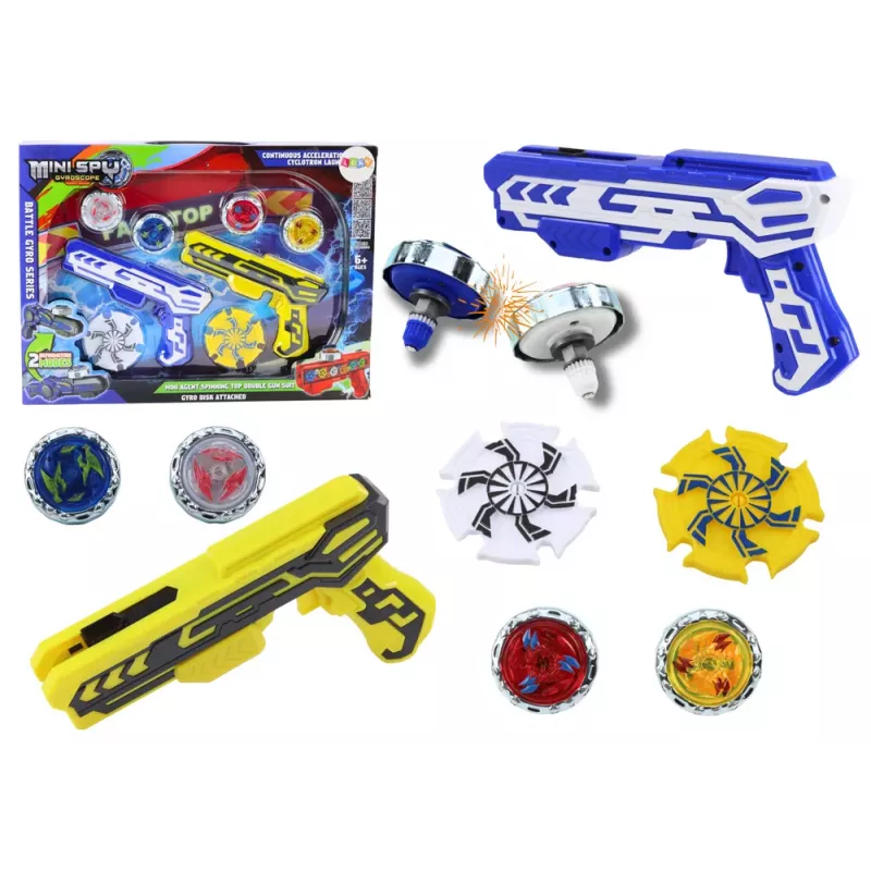 LEAN TOYS Conjunto Lançador de Arma 4 Discos Metálicos Azul Amarelo Luzes