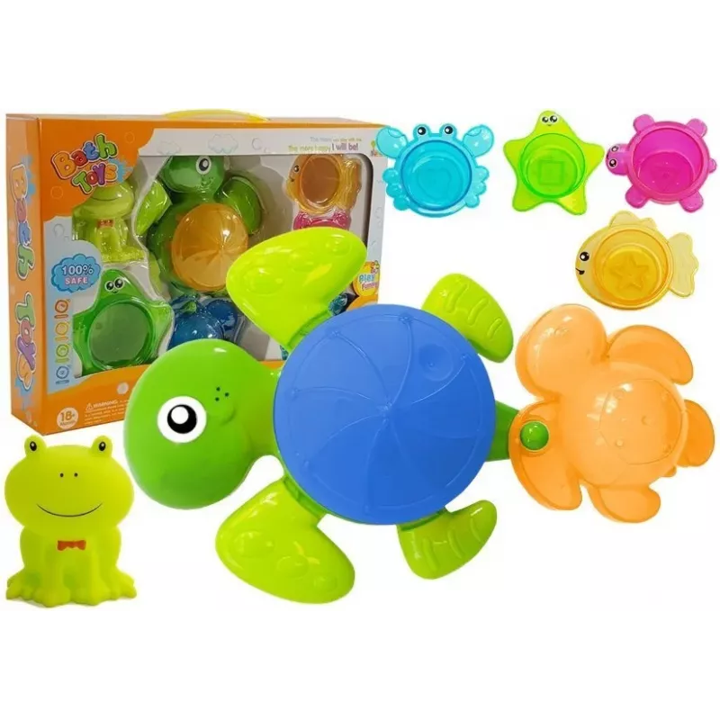 LEAN TOYS Kit de Banho Turtles Estrela-do-mar Plástico Cascata