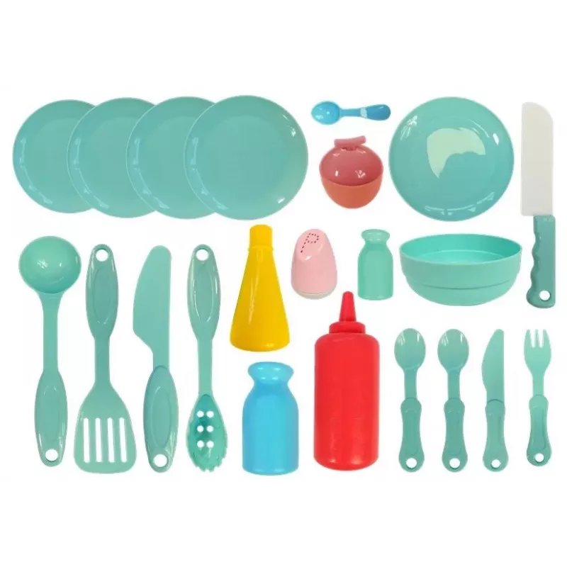 LEAN TOYS Cozinha Infantil com Luz, Som, Pratos e Acessórios, Rosa, 65 Peças