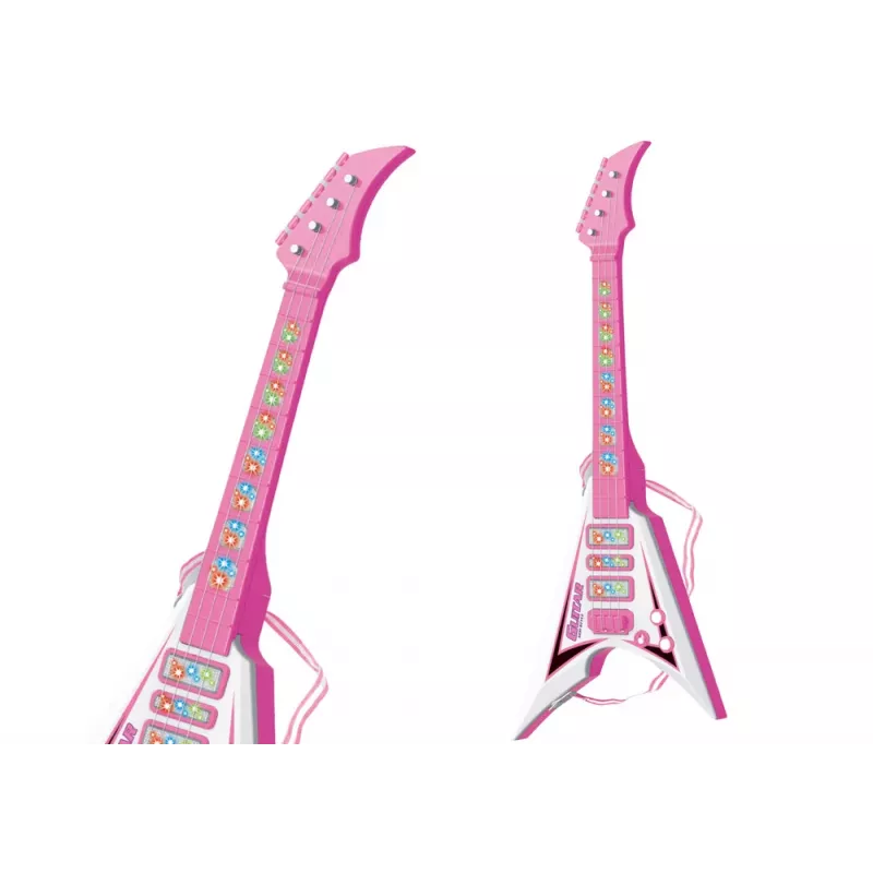 LEAN TOYS Gitarra elétrica para crianças com luzes e melodias rosa