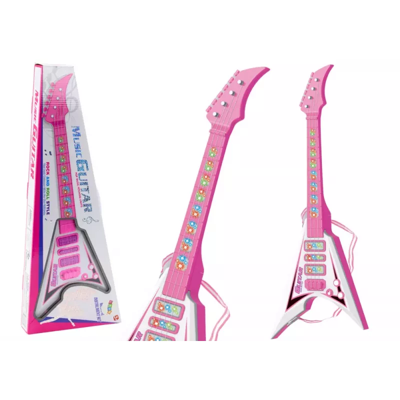 LEAN TOYS Gitarra elétrica para crianças com luzes e melodias rosa