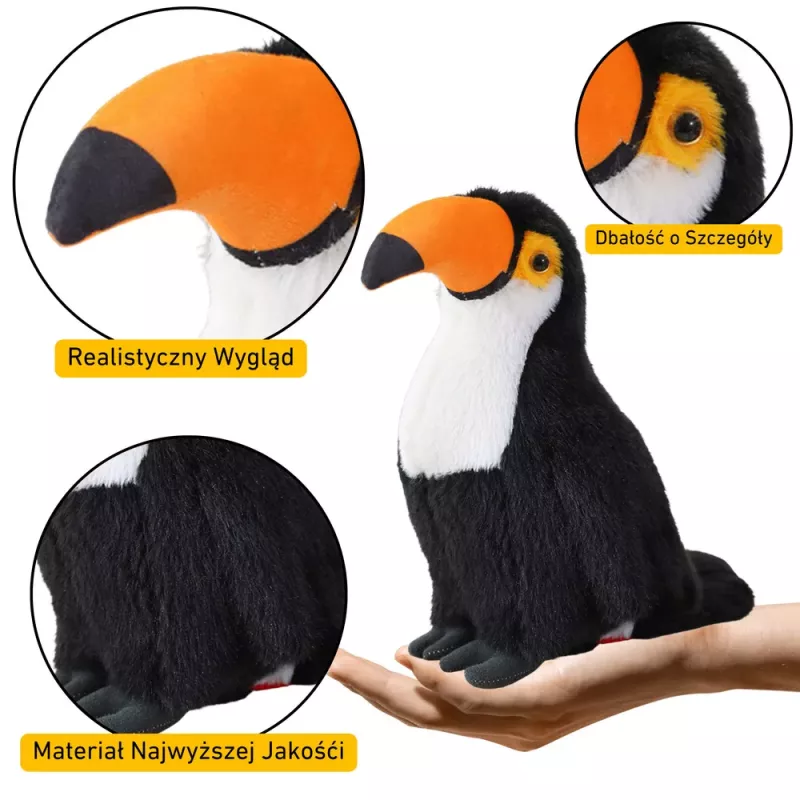 LEAN TOYS Peluche mascote tucano ave preto e branco 30cm