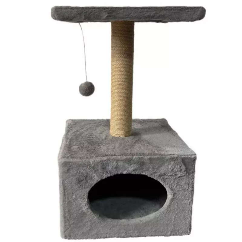 LEAN Arranhador com cama para gato e rato suspenso 31cm x 31cm x 56cm bege
