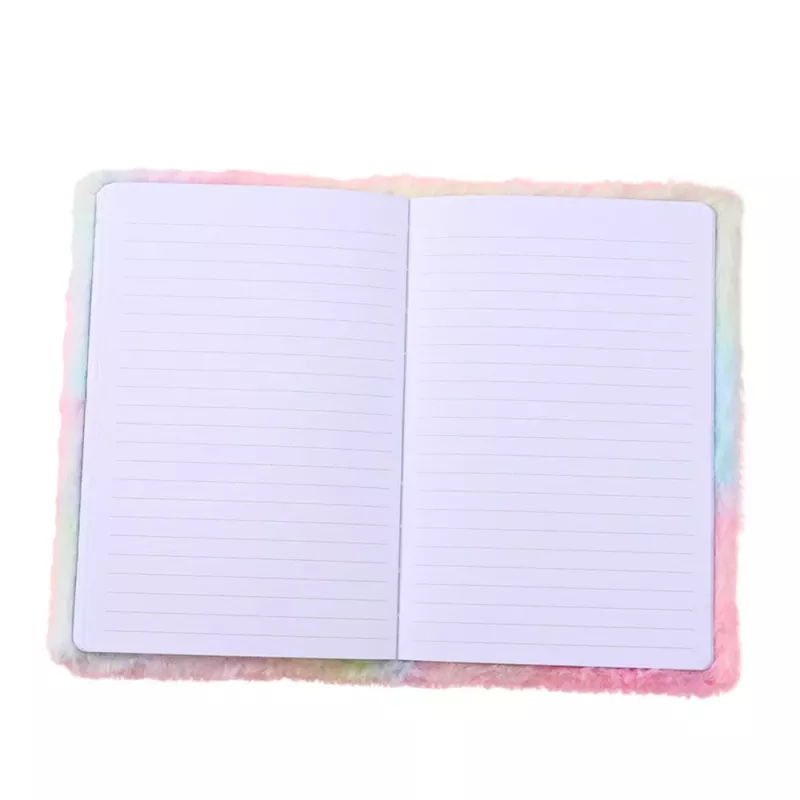 LEAN Caderno de peluche com linhas com juba de unicórnio colorido A5