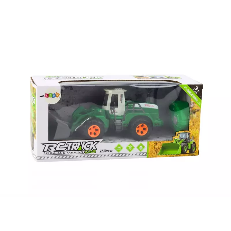 LEAN TOYS Escavadora-carregadora R/C radiocontrolo com braço elevatório verde