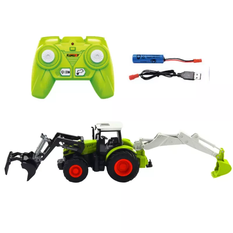 LEAN TOYS Trator agrícola com pá rotativa e escavadora 2em1 telecomandado 2.4G