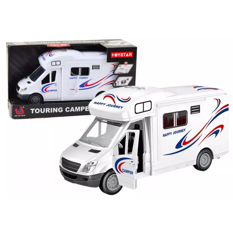 LEAN TOYS Autocaravana branca luzes sons portas que abrem
