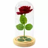 LEAN Rosa eterna em campânula de vidro iluminação LED vermelha 21x11cm