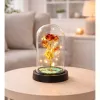 LEAN Rosa eterna de cristal em campânula com iluminação LED vermelha 21x11cm
